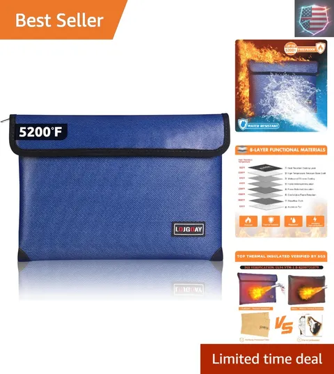 Fireproof Document Bag - with 5200°F Heat Insulated, Waterproof Fireproof Bag...