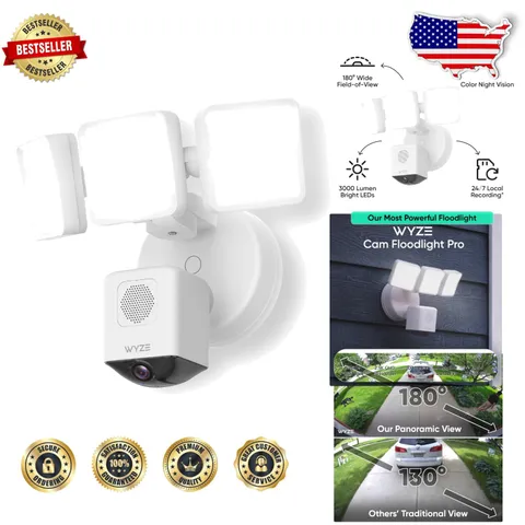 PCMag Editors' Choice Floodlight Cam 2.5K HD 180° Color Night Vision 3000Lm