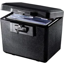 SentrySafe Black Fireproof Document Box with Key Lock, Safe Secures Files and Do