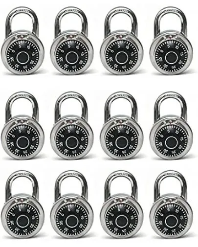 Standard Dial Combination Lock, 2 in. Wide with Different Combinations Pk of 12