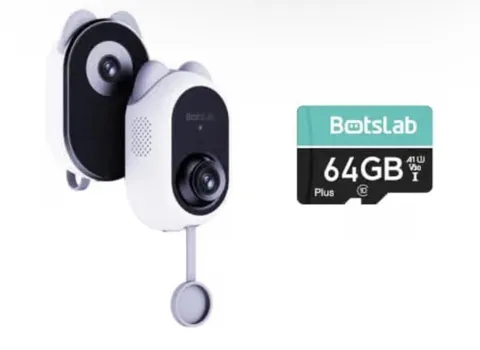 BOTSLAB Dual-Lens 4MP Window Camera + 64G Micro SD Card