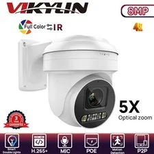 VIKYLIN Dual lens Color 5×Zoom POE 8MP 4K PTZ IP Camera Mount  Onvif Lot