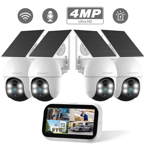 4MP Solar Wireless PTZ Home IP Camera System WIFI NVR Monitor Waterproof CCTV