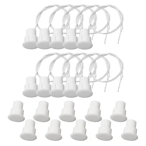 FOCMKEAS 10PCS Recessed Wired Door Contact Sensor, NC, ABS White, RC-36