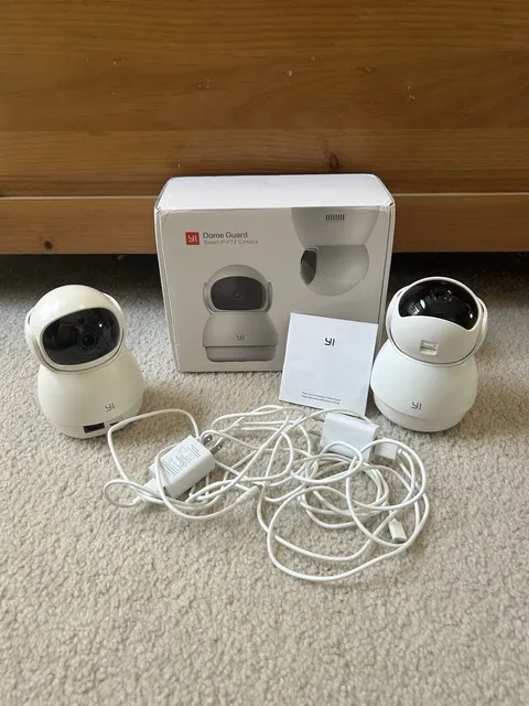 Set of 2 YI Dome Guard Security Camera *tested, working* Power Cord And Box