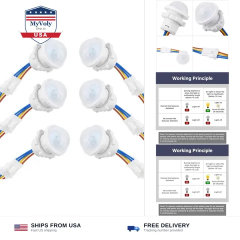 6-Pack Motion Sensor Light Switch for Existing Lights | 30-second delay, PIR ...