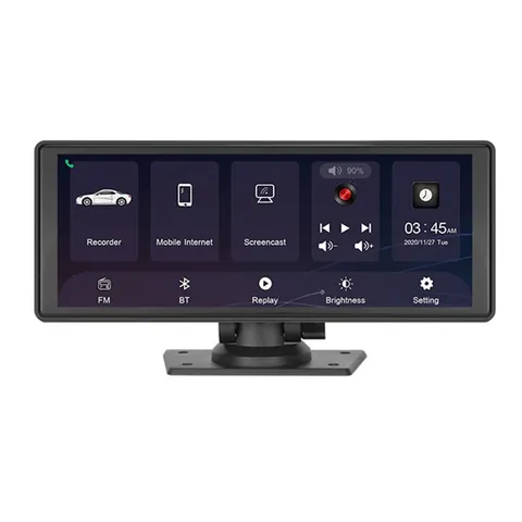10.26in Car DVR Dual Dash Cam Touch Screen GPS FM For Apple Carplay Android Auto