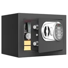 Black Small Digital Mini Kids Safe Lock Box Key Code 9.05x6.69x6.69 Inch