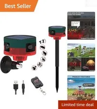 Solar Outdoor Motion Sensor Alarm 13 Sounds Gunshot Barking 26ft Range