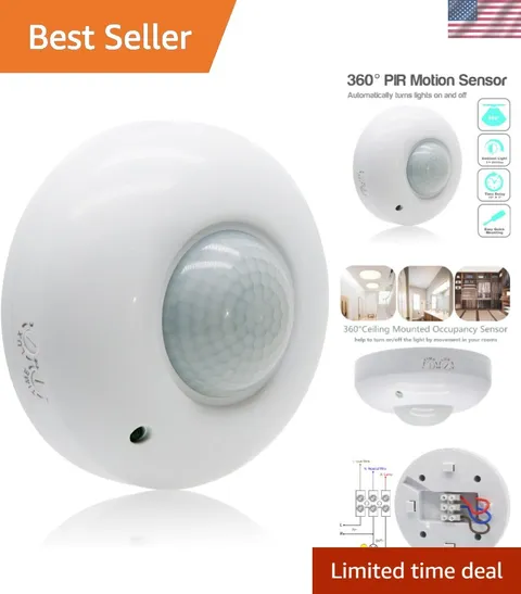 360 Degree Ceiling Mount Occupancy Sensor, 110-240V PIR Motion Sensor Switch,...