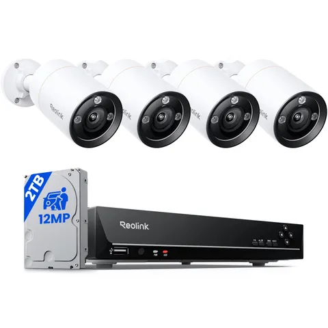 Poe 16-Channel NVR System, 8X 12MP Dome Cameras, 4TB HDD, Smart Detection, RLK16
