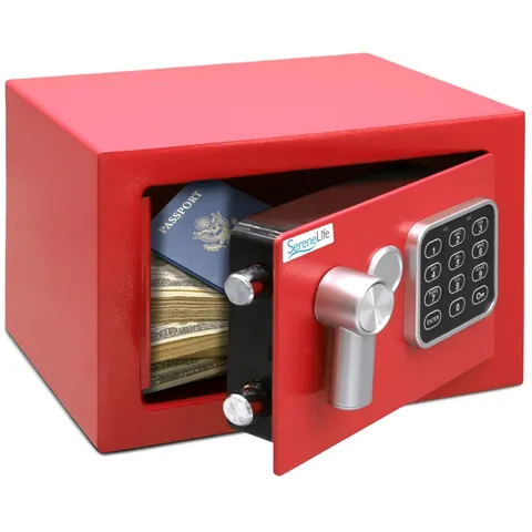 Steel Digital Safe Box | Secure Storage 9.1" | Red