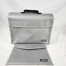 ZATAYE Fireproof Document Bag Set Large File Organizer & Small Money Pouch Silve
