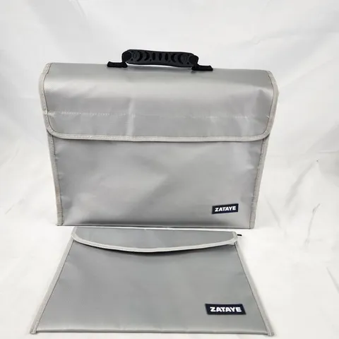 ZATAYE Fireproof Document Bag Set Large File Organizer & Small Money Pouch Silve