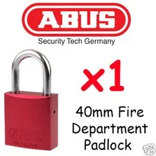 Fire Department Abus 40mm x1 Lock - Red Fire Brigade Padlock -   !!!!