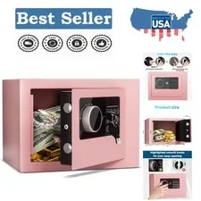 Elegant Pink Security Lock Box - Dual Access Digital Keypad Safe, 0.23 Cu Ft