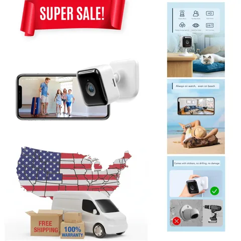 24/7 Indoor Security Camera with Night Vision, 2-Way Audio & Flexible Mounting