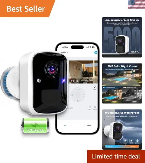 Battery-Powered 2K Security Camera: 2-Way Talk, Spotlight Siren,  Rated