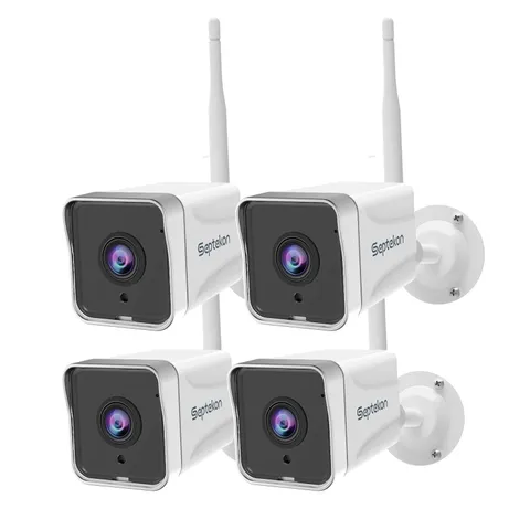 Septekon 4 Pack Outdoor Security Camera 2K，WiFi Cameras for 4 Pack, White