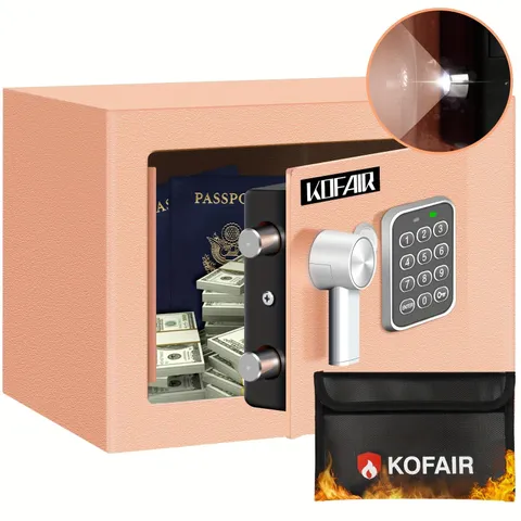 Safe Box for Home Safe 0.23 Cubic Feet with Fireproof Bag, Personal Money Saf...