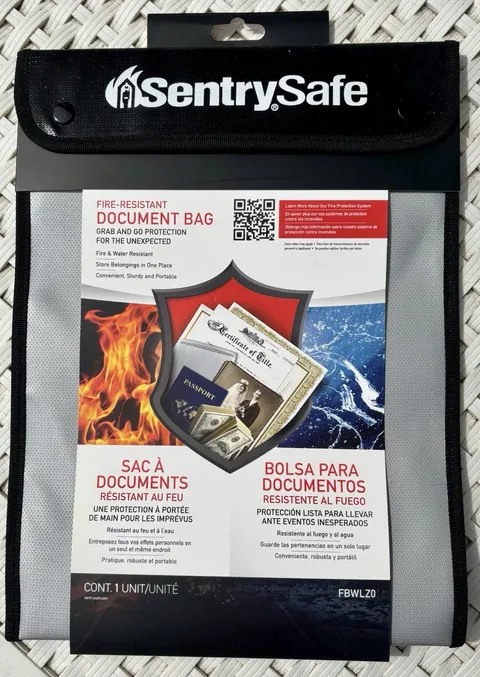 SentrySafe FBWLZ0 Fire and Water Resistant Document Bag 15" X 11" Bug Out Bag