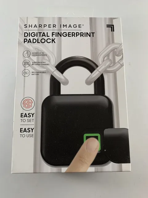 SHARPER IMAGE DIGITAL FINGERPRINT PADLOCK RECHARGEABLE- BLACK 