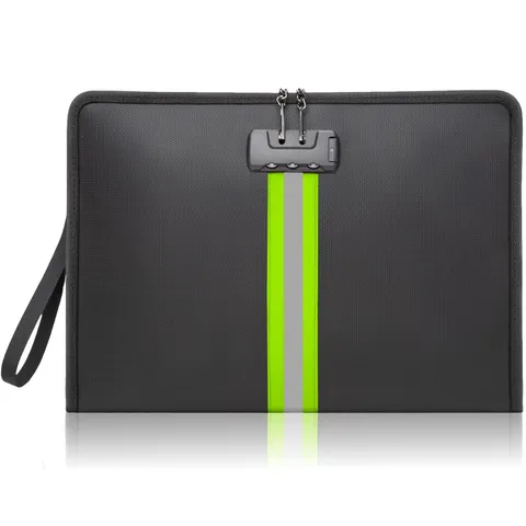 Fireproof Document Bag with Lock Silicone Coated Fire Resistant Money Bag