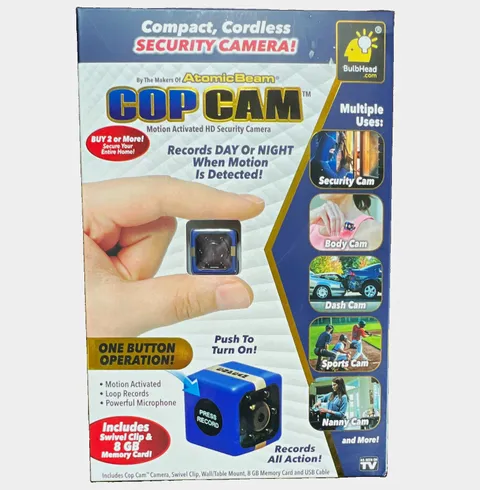 Atomic Beam Cop Cam 720p Wireless Motion Security Camera Blue w/ 8GB Card