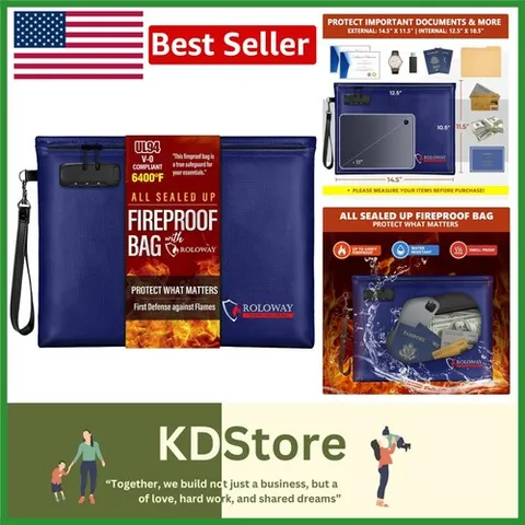 Water-Resistant Fireproof Bag 14.5 x 11.5 inch - Top-Grade Valuables Protection