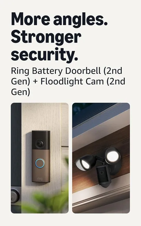Wired Ring Doorbell with Floodlight Cam Matte Mocha Outdoor Security Camera