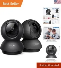 Smart 2K Home Security Camera System with Alexa & Google Compatibility - 2 Pack