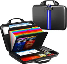 Fireproof Document Organizer with Lock, Rigid EVA File Box with 13-Pocket Accord