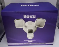 (MA2) Roku SmartHome Floodlight Camera SE Wi-Fi Connected Wired Surveillance Cam
