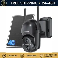 SEHMUA S40 4G LTE Solar Security Camera Outdoor 2K 360° Night Vision