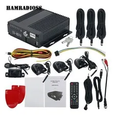 4CH Vehicle Car Mobile DVR Security Video Recorder SD 4 CCD Camera Cable Remote