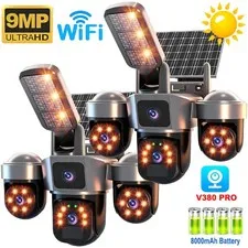2PCS Upgraded Solar Battery Wireless WiFi Outdoor Pan/Tilt Home Security Camera