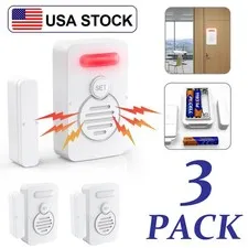 Wireless Voice Door Alarms When Opened 90dB Adjustable Volume Window Alert 3Pack