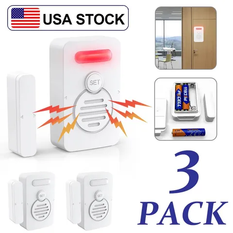 Wireless Voice Door Alarms When Opened 90dB Adjustable Volume Window Alert 3Pack