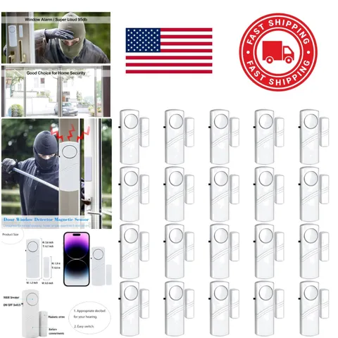Super Loud 90DB Door Window Alarm for Security Easy Adhesive Mount 20 Pack