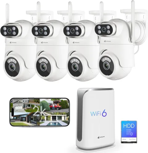 Home Security Camera System Wireless, Dual Lens 2K Security Cameras Wireless Out