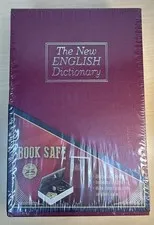 The New English Dictionary Book Safe Secret Lock Box Burgundy Sealed New