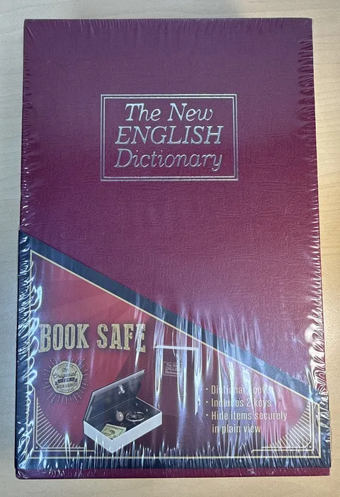 The New English Dictionary Book Safe Secret Lock Box Burgundy Sealed New