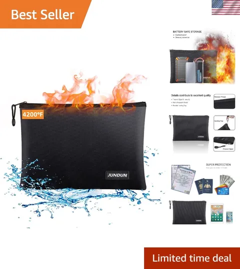 Fireproof Document Bags,14.2”x 10.0”Waterproof Fireproof | ： Money Bag with A...