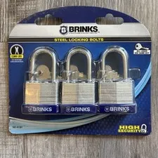 3- BRINKS Brand Padlocks 162-41301 High Security Steel Locking Cut Resistant
