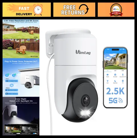 2.5K 4MP WiFi Outdoor Security Camera, 360° Pan/Tilt, Night Vision, Motion Track