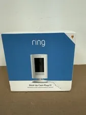 Ring Stick Up Plug In Cam Battery HD Security Camera Indoor/Outdoor White New