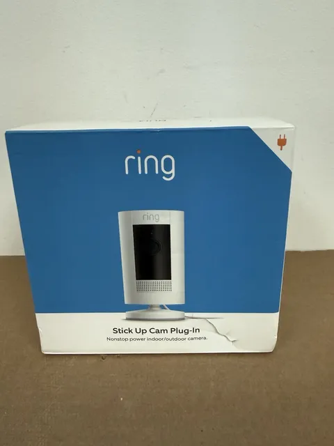 Ring Stick Up Plug In Cam Battery HD Security Camera Indoor/Outdoor White New