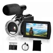 4K 48MP Camcorder, Vlogging Camera with Microphone for Beginners, Anti-Shake