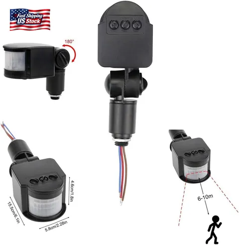 Hiletgo Outdoor PIR DC 12V Automatic Infrared PIR Motion Sensor Switch for LED F