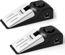 2 Pack Door Stop Alarm Door Stopper W/ 120DB Security Alarm Floor Wedge Door